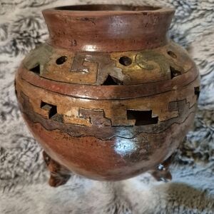 Mexican pierced pottery pot